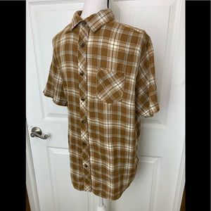 Northface Mens Brown Plaid Short Sleeve 